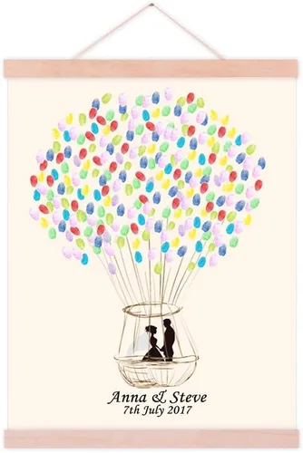 Vista 19 de Libro de visitas de boda rústico alternativo azul con globos, huella dactilar, libro de invitados, decoración de fiesta, accesorios listos