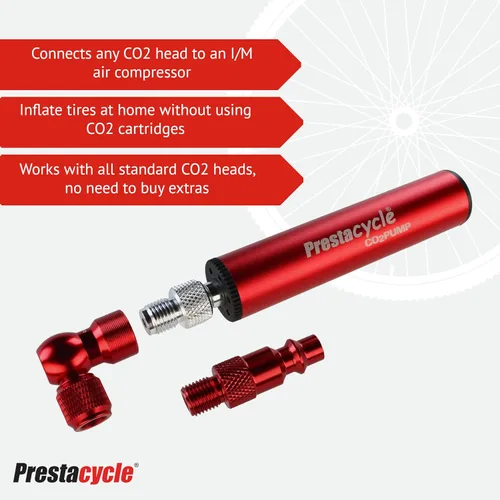 Vista 3 de Prestacycle Adaptador de compresor de aire para cabezales de CO2 – Enchufe de acoplador de aleación 6061-T6 para inflar neumáticos de bicicleta