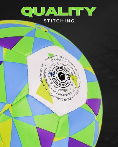 Vista 4 de American Challenge Tempo Balón de fútbol – Balón de fútbol profesional para campos de césped – Pelotas de fútbol duraderas cosidas a máquina de TPU