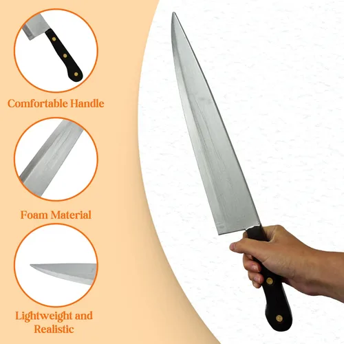 Vista 3 de 4E's Novelty Cuchillo de cocina falso de 17.5 pulgadas, de espuma de polietileno, de gran tamaño, de aspecto realista, de Halloween, cuchillo