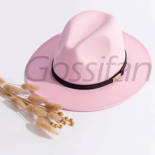 Vista 49 de Sombreros Fedora para hombre, sombrero Panamá de ala ancha con cinturón clásico Unisex Felt Fedora, Adjustable Fit, Breathable Sweatband, All-Day