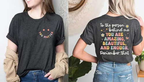 Vista 6 de Camiseta con texto en inglés "You Matter The Person Behind Me", camiseta con texto en inglés "You are Amazing Tshirt You are Amazing para mujer