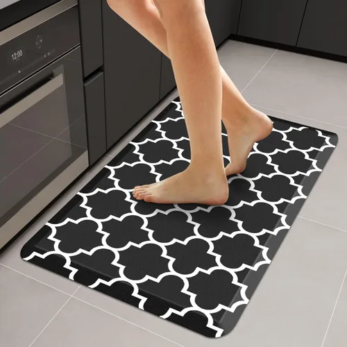 Vista 32 de WISELIFE Tapete de cocina acolchado antifatiga, 17.3 x 28 pulgadas, antideslizante, resistente, de PVC, ergonómico, impermeable, cómodo