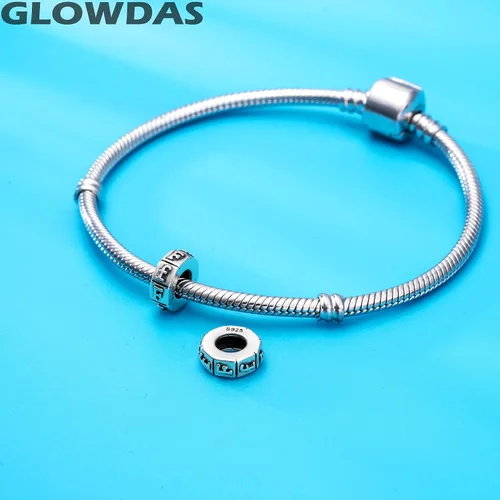 Vista 3 de Dijes espaciadores de letras de la A a la Z, plata de ley 925 antigua con 26 cuentas de goma del alfabeto, se adapta a pulseras europeas, regalos