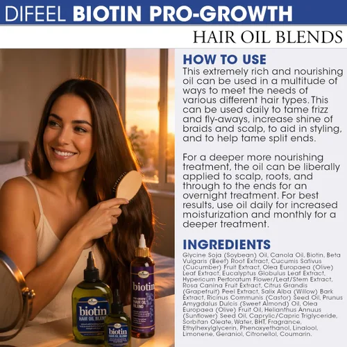 Vista 6 de Difeel Biotin - Mezcla de aceite para el cabello, 7.1 onzas, juego de regalo de lujo de 2 piezas