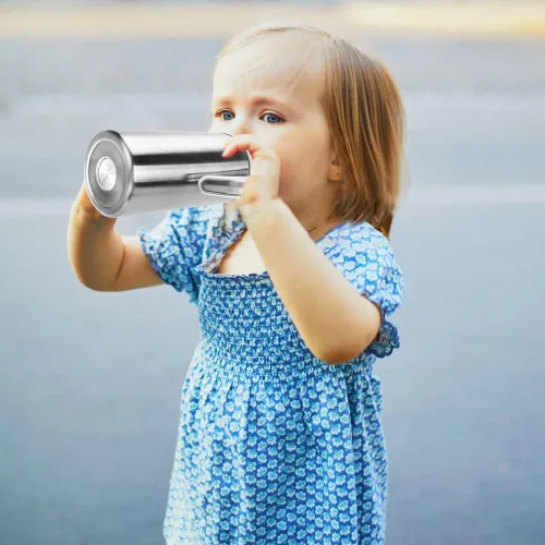 Vista 7 de Vasos para sorber de acero inoxidable de 12 onzas para niños pequeños con asas, a prueba de derrames, doble pared aislada al vacío, vasos de paja
