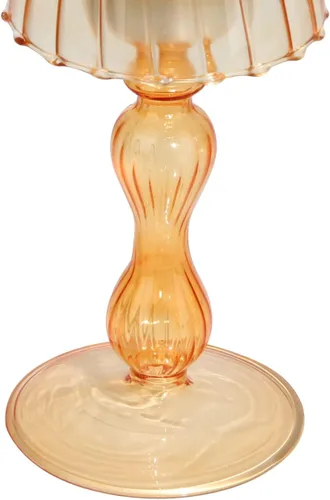 Vista 6 de Gurfuy Candelabro de cristal con forma de lámpara de escritorio – Candelabro de cristal de huracán decorativo para mesa, boda, comedor, centros