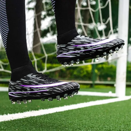 Vista 5 de WILTENA Zapatos de fútbol de moda para mujer, botas de fútbol para hombre, zapatos deportivos de entrenamiento para niñas y niños