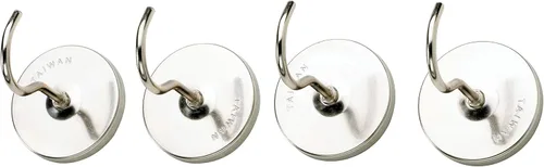 Vista 6 de HIC Kitchen Ganchos magnéticos fuertes, acero resistente con acabado cromado brillante, juego de 8