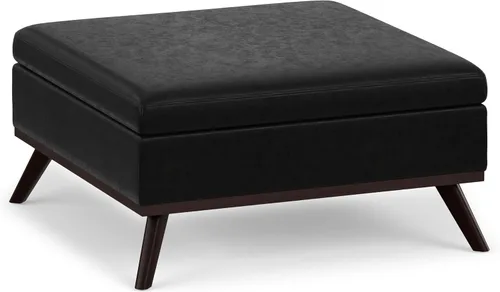 Vista 24 de SIMPLIHOME Owen - Otomana cuadrada con aspecto de lino de 36 pulgadas de Natural