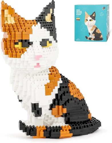Vista 16 de Lindo kit de bloques de construcción micro mini de animales, ladrillos mini azules de gato para juguetes de construcción para adultos, niños