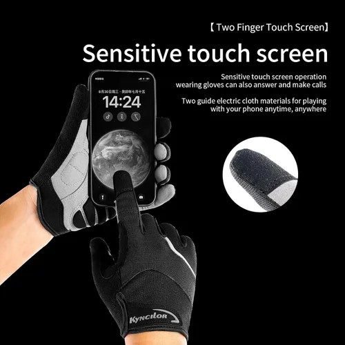Vista 4 de KynciLOR Guantes de ciclismo para mujer y hombre, guantes de ciclismo con dedos para pantalla táctil y almohadillas de palma con silicona