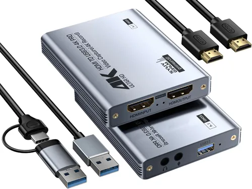 Vista 10 de Tarjeta de captura VHS a digital - Tarjeta de captura de video USB con salida de bucle HDMI, RCA AV a USB para VCR/DVD/Hi8/PS2/Wii, convertidor Gris