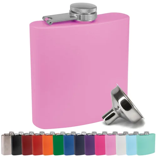 Vista 14 de Petaca de Acero Inoxidable de 6 oz con Embudo de Petaca para Hombres y Mujeres - Juegos de Regalo de Petaca con Recubrimiento en Polvo, Padrinos