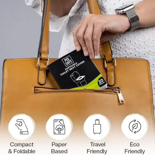 Vista 3 de Pee Safe Fundas desechables para asiento de inodoro, forros a base de papel, 20 unidades, fundas de higiene aptas para viajes para baños