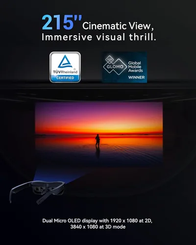 Vista 6 de TCL RAYNEO NXTWEAR S+ AR Glasses, Advanced Edition. 215" Micro-OLED Augmented Reality, 49FOV, 1080P Video Display, 120Hz, Dynamic Stereo Sound, 3D