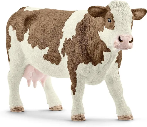 Vista 9 de Schleich Farm World - Figura de vaca Braunvieh - Juguete de animal de granja altamente detallado y duradero, juego divertido y educativo para niños