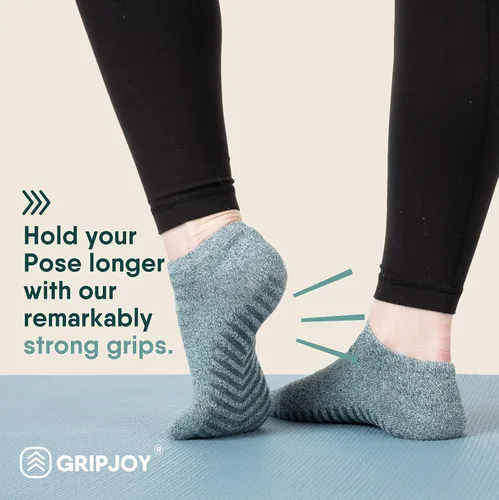 Vista 2 de Calcetines de pilates con puños para mujer calcetines de yoga con pinzas para mujer calcetines de hospital antideslizantes y antideslizantes 3 pares