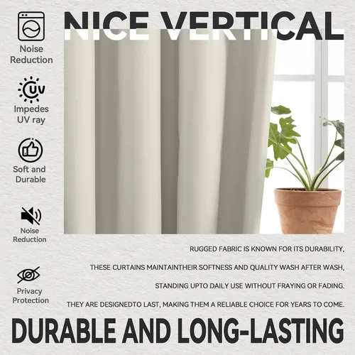 Vista 8 de NFPA701 Cortinas estándar ignífugas sin flúor de 63 pulgadas, 2 paneles, cortinas 100% opacas para dormitorio, sala de estar, cortina