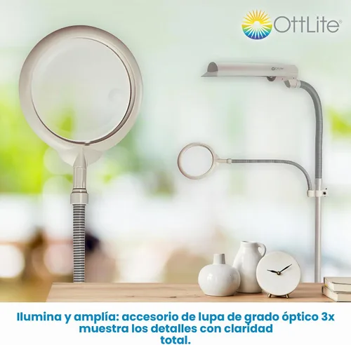 Vista 2 de OttLite EasyView CFL - Lámpara de pie con lupa, 18 W, color gris paloma