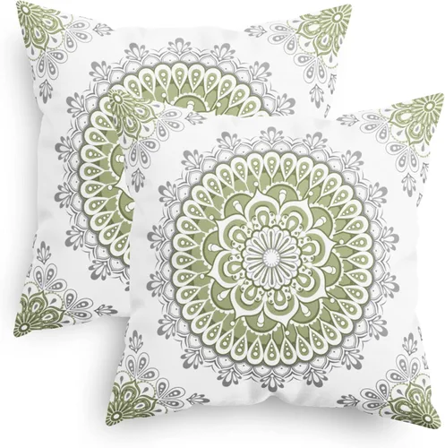 Vista 12 de CaliTime Fundas de Almohadas Decorativas Paquete de 2 Cómodas de Vellón Mandala Dalia Floral Medallón Estilo Brújula Fundas de Cojines para Sofá