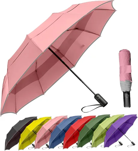 Vista 11 de MRTLLOA Paraguas de Viaje Compacto Resistente al Viento de 42/49 Pulgadas para Lluvia, Ligero, Portátil, Automático, Fuerte, Paraguas Plegable