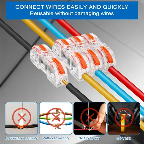 Vista 2 de Zhengmy Juego de 100 conectores de cable de palanca, conectores de cable de empalme compacto, bloques de terminales surtido para 28-12 AWG, cable