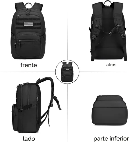 Vista 8 de Wotony Mochila táctica militar para hombres, bolsa de asalto de 3 días con sistema Molle para aventuras al aire libre (negro, 25L)