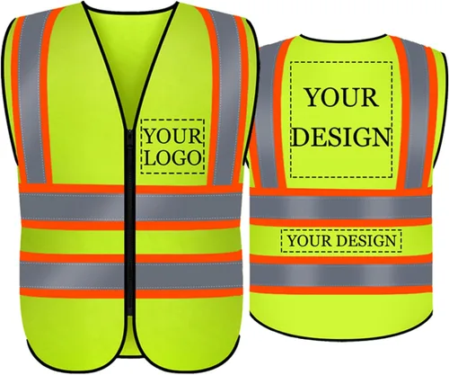 Vista 10 de BeautyWill Chaleco de seguridad con logotipo personalizado, Hi Vis Clase 2, chaleco reflectante de construcción unisex con 5 bolsillos
