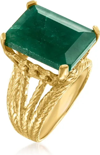 Vista 3 de Ross-Simons Anillo de 15.00 quilates esmeralda multihilera en oro de 18 quilates sobre plata esterlina