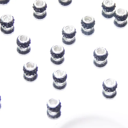 Vista 6 de 60 Piezas Cuentas Espaciadoras de Diamantes de Imitación con Agujero Grande Cuentas Espaciadoras Negras Europeas para Manualidades Cuentas Grandes