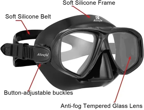 Vista 3 de Máscara de buceo miopía – Lente de vidrio templado, antivaho y gafas de natación miopía (-1.0 a -9.0)