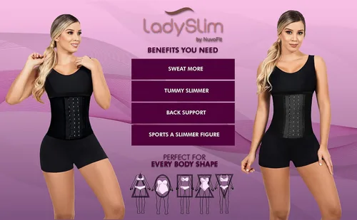 Vista 7 de LadySlim by NuvoFit Fajas Colombianas Reductoras para mujer - Entrenador de cintura de látex para mujer