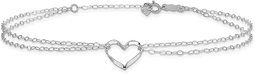Vista 3 de Icecarats Joyas De Diseño 14K oro blanco doble Strand Corazón Tobillera En 9inch