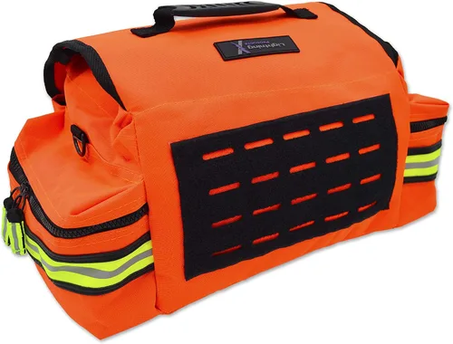 Vista 4 de Pequeño botiquín Lightning X de primeros auxilios EMS EMT, para traumatismos, Naranja fluorescente
