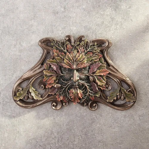 Vista 3 de Veronese Design Greenman - Placas de pared (bronce fundido en frío, tamaño mediano)