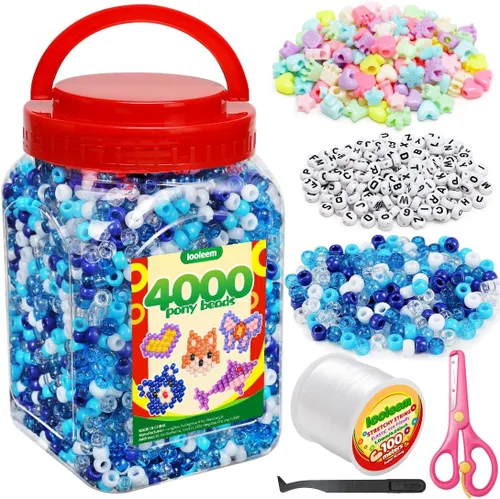 Vista 27 de IOOLEEM Cuentas de poni multicolor a granel, kit de 4000 piezas para pulseras de amistad y fabricación de joyas, fácil almacenamiento 11 Multicolor