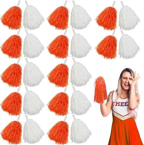 Vista 21 de Lovecheer 24 piezas Pompones de animadora metálicos con asa, pompones de animación para equipo deportivo, espíritu de equipo de animadoras