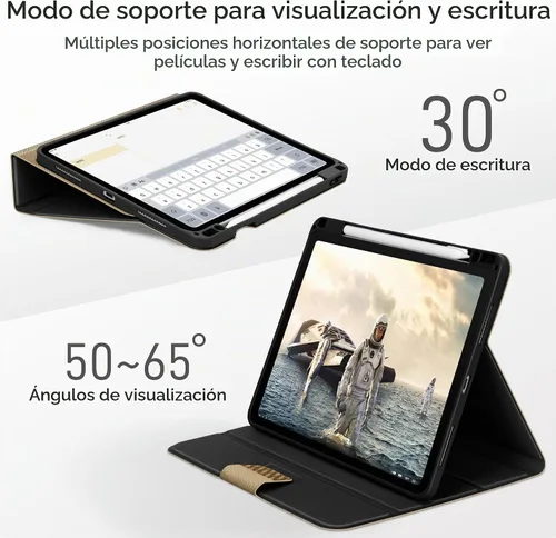 Vista 5 de KingBlanc Funda de cuero PU para iPad Pro 11 pulgadas 4ª/3ª/2ª/1ª Beige