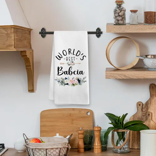 Vista 2 de World's Best Babcia - Toallas de mano para cocina, regalos para abuela de nietos, nietos, día de la madre, Navidad, cumpleaños, toalla de cocina