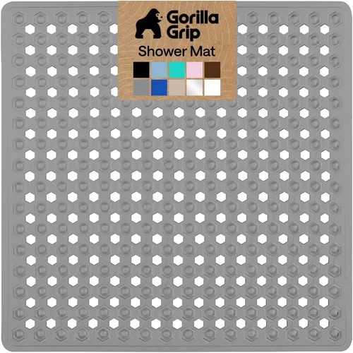 Vista 54 de GORILLA GRIP - Alfombrilla patentada cuadrada para cabina de ducha, alfombrillas pequeñas para el piso de la bañera para duchas de pie, ventosas