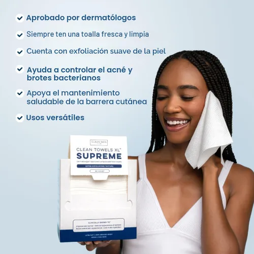 Vista 8 de Clean Skin Club Clean Towels XL® Supreme, 100% USDA - Toalla facial a base de plantas con base biológica USDA, toalla facial desechable, aceptada