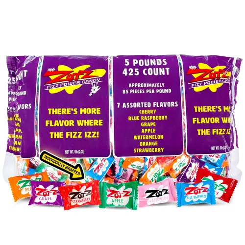 Vista 9 de Zotz Caramelos efervescentes a granel (surtidos, 46 unidades) - Caramelo duro envuelto individualmente - Surtido de 3 sabores de frutas, cereza