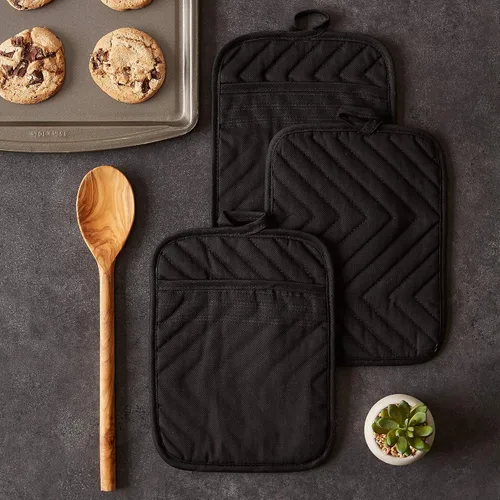 Vista 4 de DII Juego de agarraderas de algodón acolchado resistente al calor, diseñado con espacio para personalizar, permitiendo un diseño personalizado, 7 x
