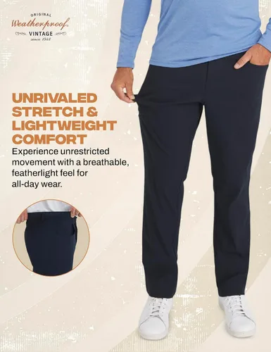 Vista 3 de Weatherproof Vintage Pantalones casuales de senderismo para hombre, pantalones de trabajo ligeros y elásticos para hombre con bolsillo de carga