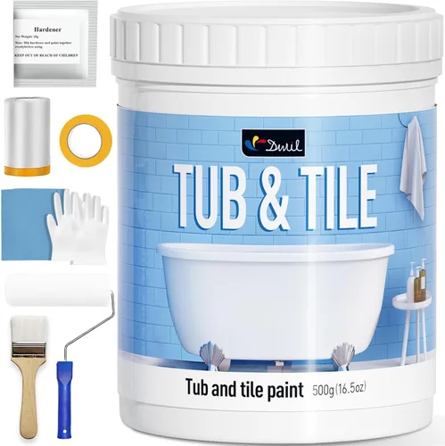 Vista 10 de DWIL Pintura para Azulejos, Kit de Renovación de Bañera y Azulejos con Herramientas, Pintura para Bañera a Base de Agua y Bajo Olor, Fácil de Usar