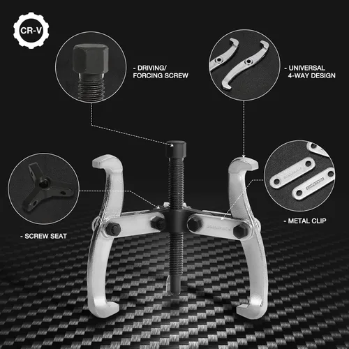 Vista 4 de DURATECH Extractor de engranajes de 3 mordazas de 3 pulgadas, herramienta de extracción para engranajes, poleas, rodamientos y volantes