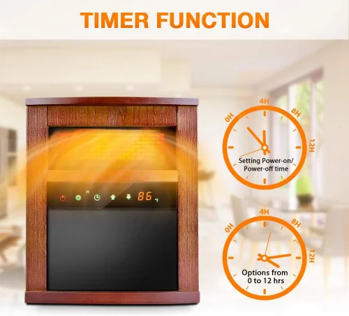 Vista 7 de Air Choice Calentador de espacio eléctrico, calentador infrarrojo de 1500 W con 3 modos de calefacción, termostato, control remoto y temporizador