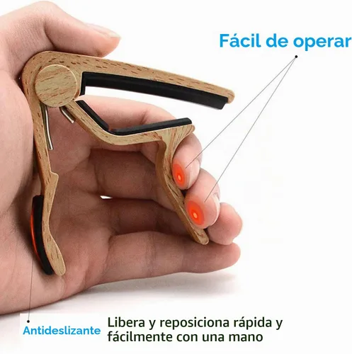 Vista 3 de WINGO Cejilla de guitarra para guitarra acústica y eléctrica con 5 púas, Burlywood Liberación rápida, sin zumbido, acero de 6 cuerdas