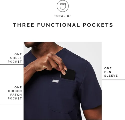 Vista 5 de Camiseta quirúrgica Figs Leon, de dos bolsillos, a medida, súper suave, antiarrugas, para hombre